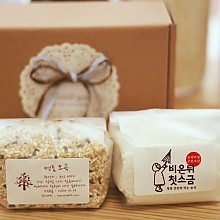 명품 구운천일염+명품 오곡 2종 직사각크라프트포장★크라프트포장(무료)★