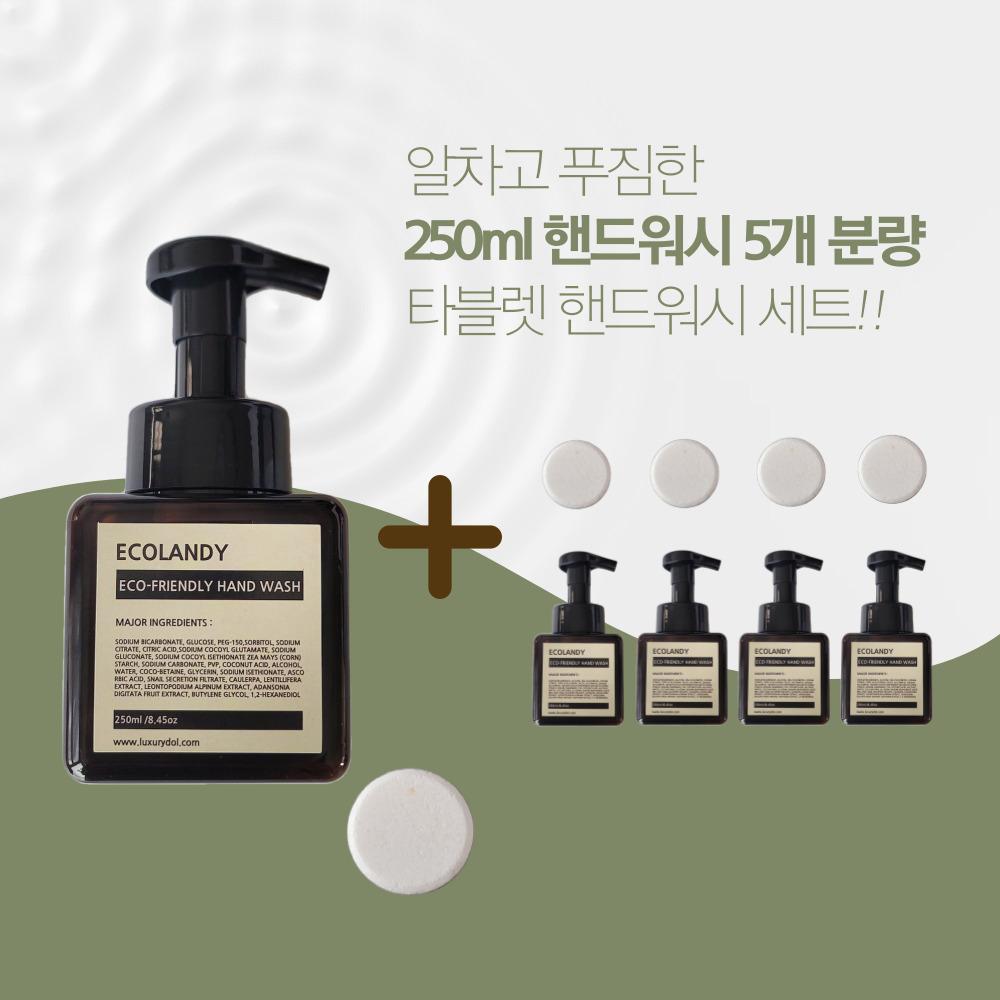 결혼답례품 친환경 타블렛 핸드워시 손세정제 선물세트 250ml×5개 돌잔치 답례품